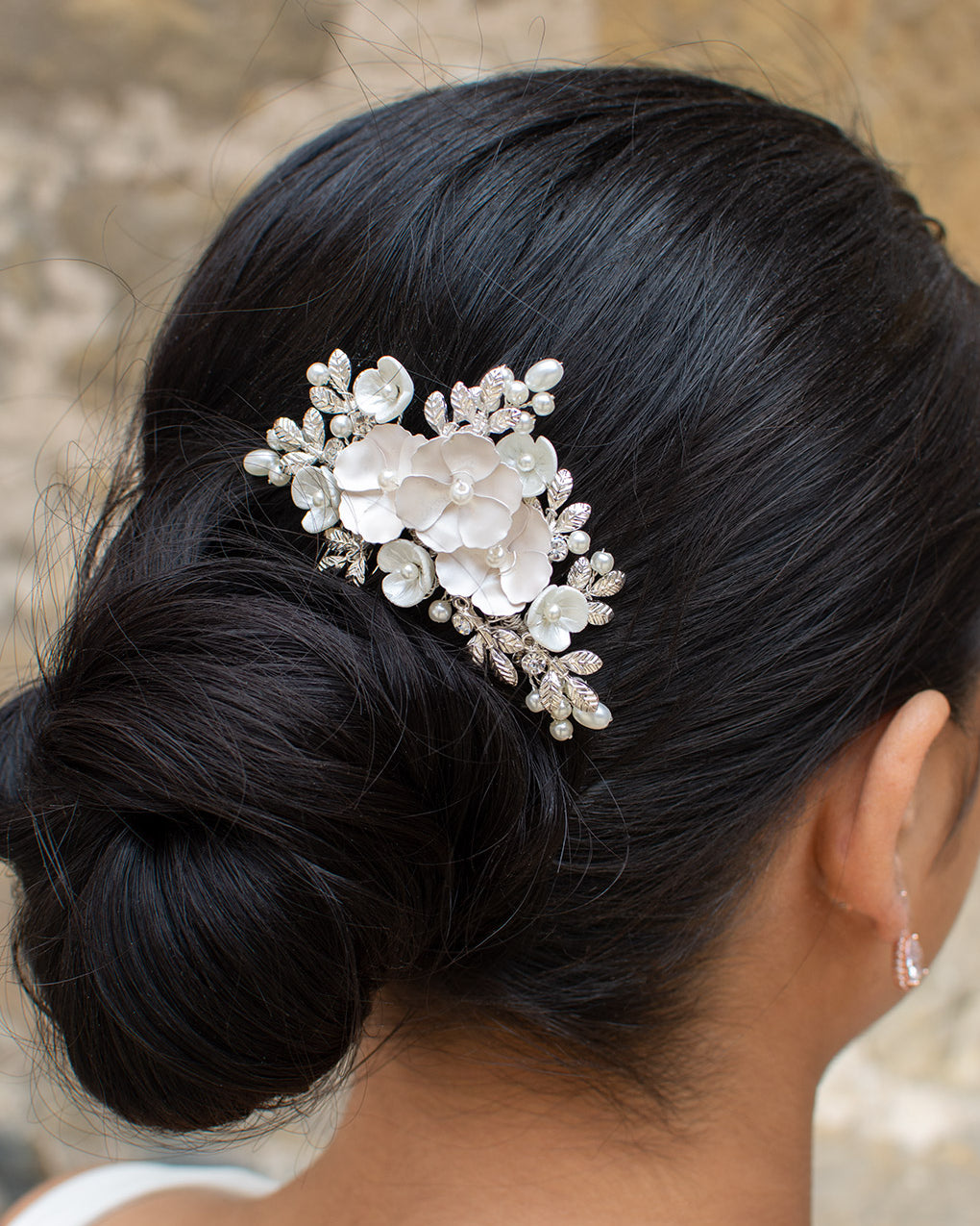 Iris blush silver bridal comb — alternate view 3