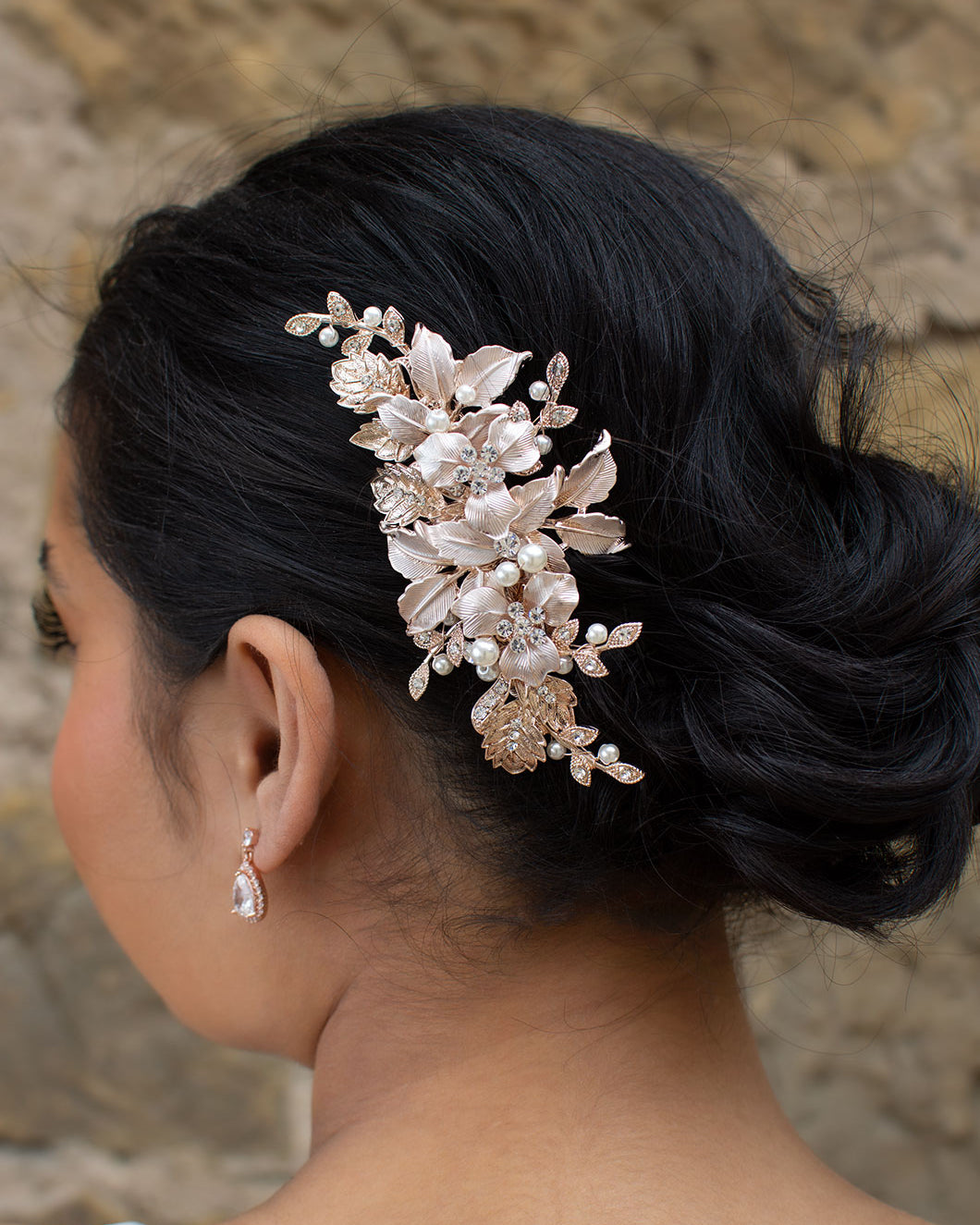 Cassandra rose gold bridal comb by Windsor Bridal Jewellery