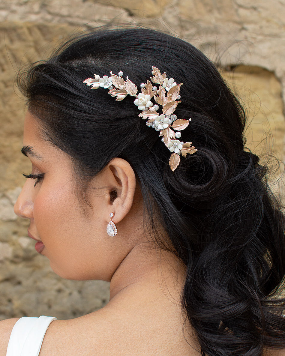 Piper rose gold bridal comb by Windsor Bridal Jewellery