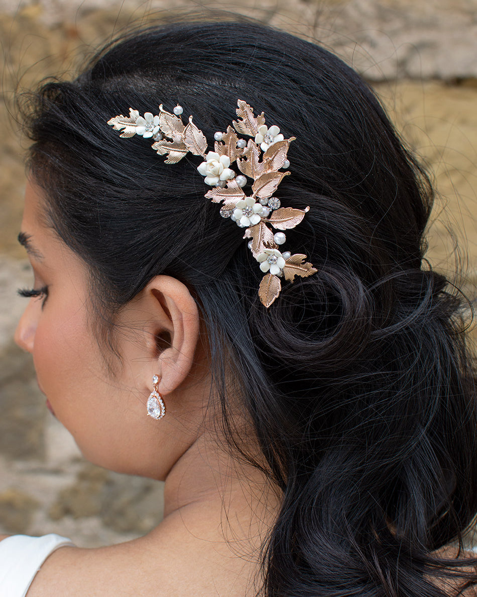 Piper rose gold bridal comb — alternate view 2