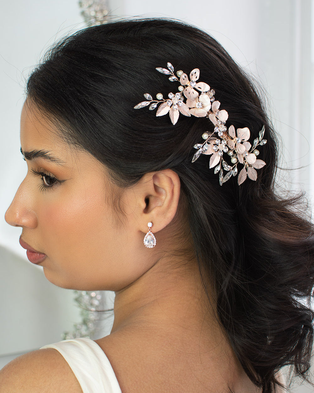 Bianca rose gold bridal comb — alternate view 2