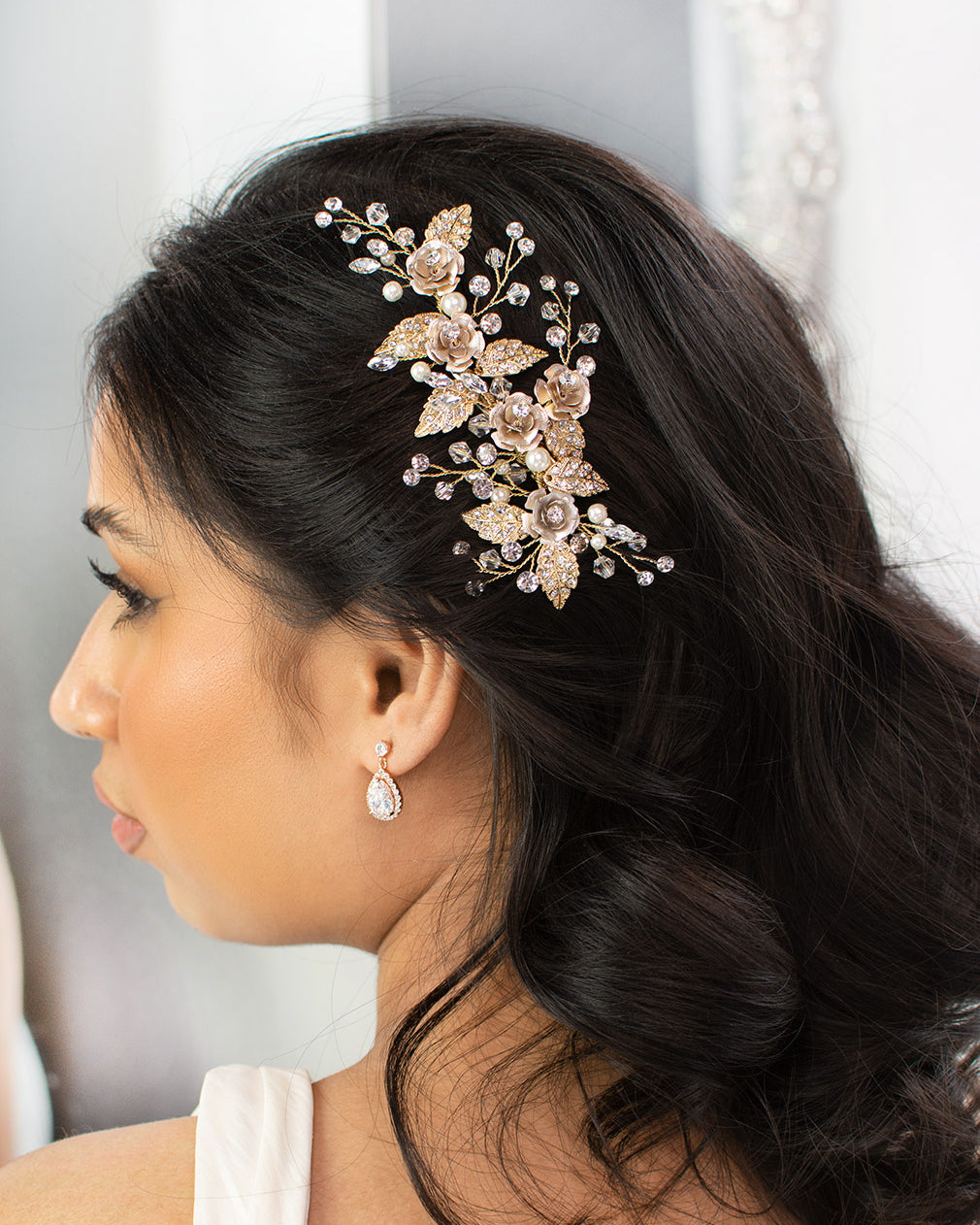 Clarissa pale gold bridal comb — alternate view 3