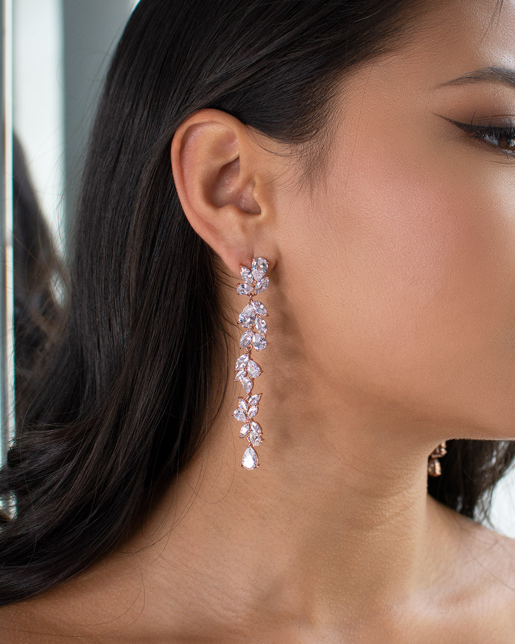 Claudia Rose Gold bridal earrings — alternate view 2