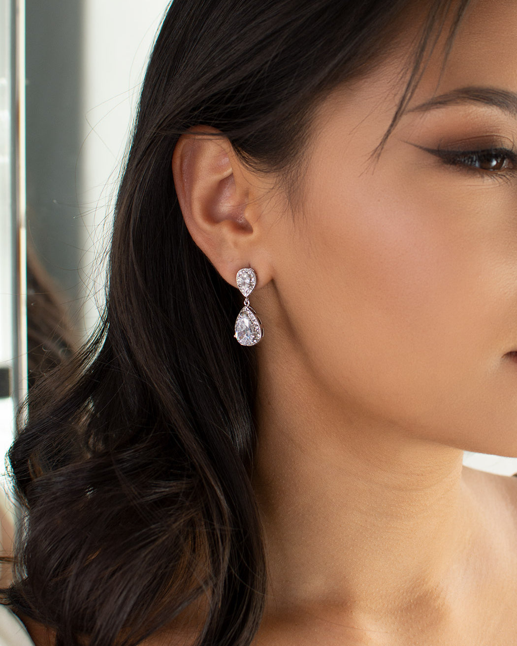 Athena silver bridal earrings — alternate view 2