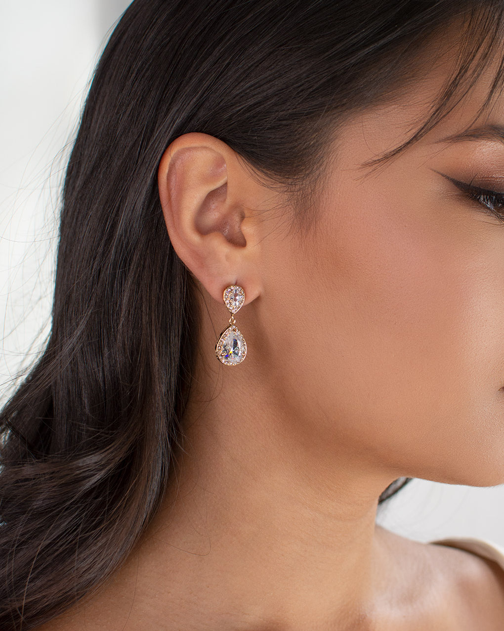 Athena Rose Gold earrings by Windsor Bridal Jewellery