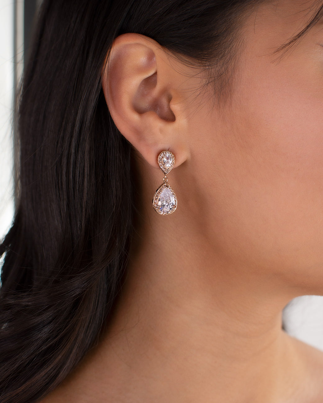 Athena Rose Gold bridal earrings — alternate view 2
