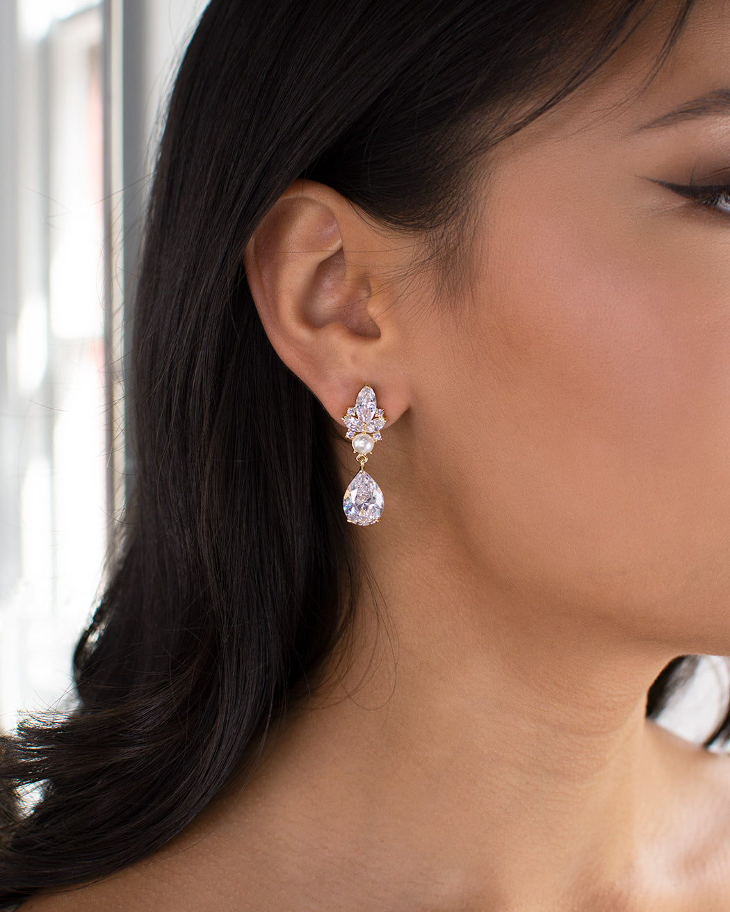 Elsa Gold bridal earrings — alternate view 2
