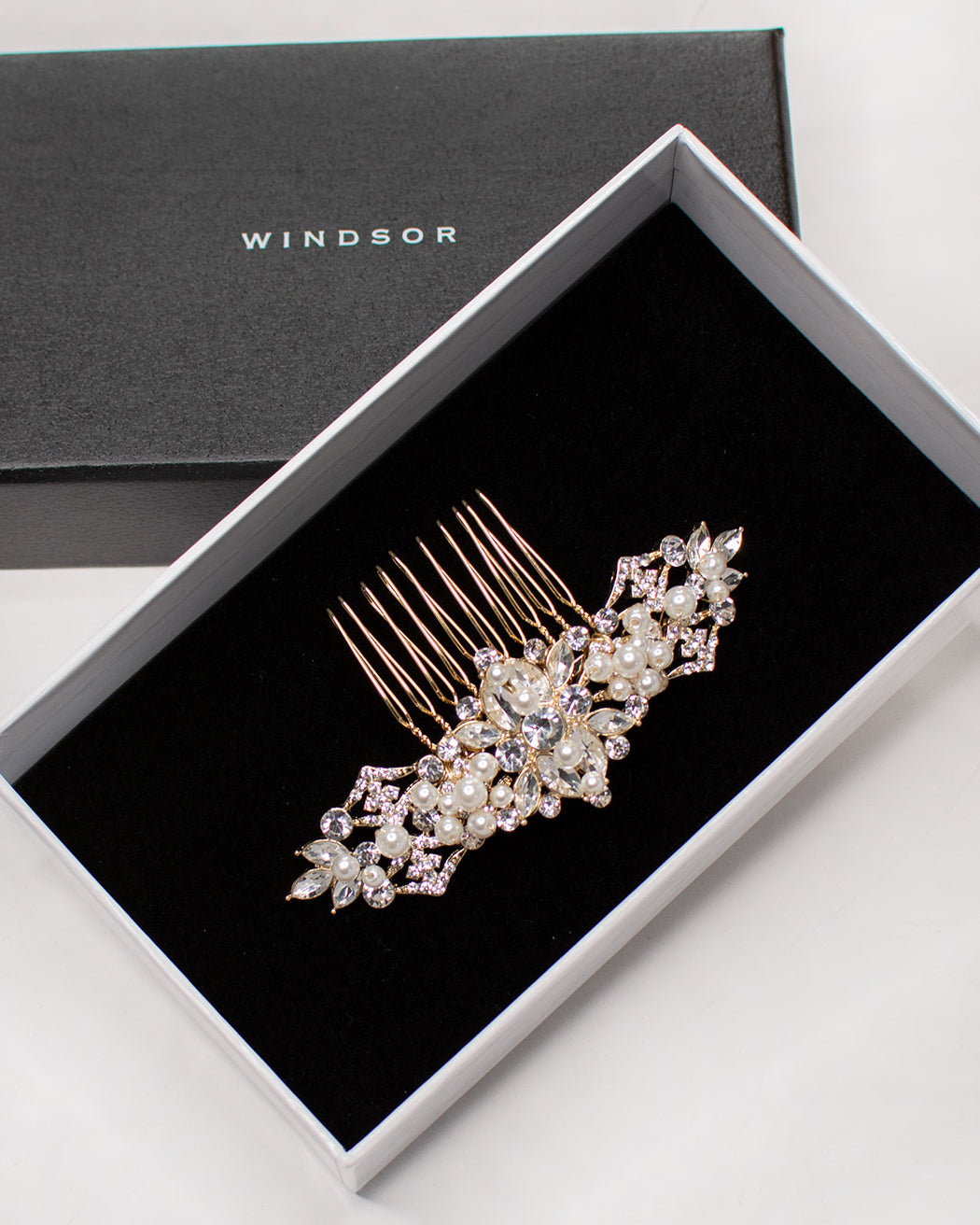 Audrina Gold comb by Windsor Bridal Jewellery