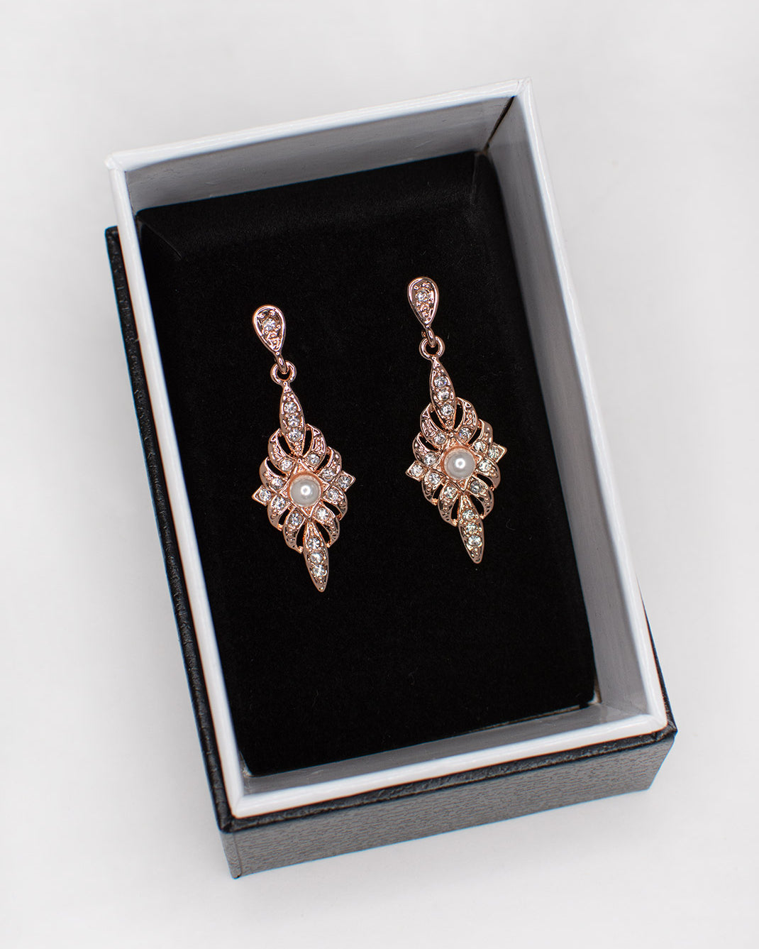 Antoinette Rose Gold bridal earrings — alternate view 3