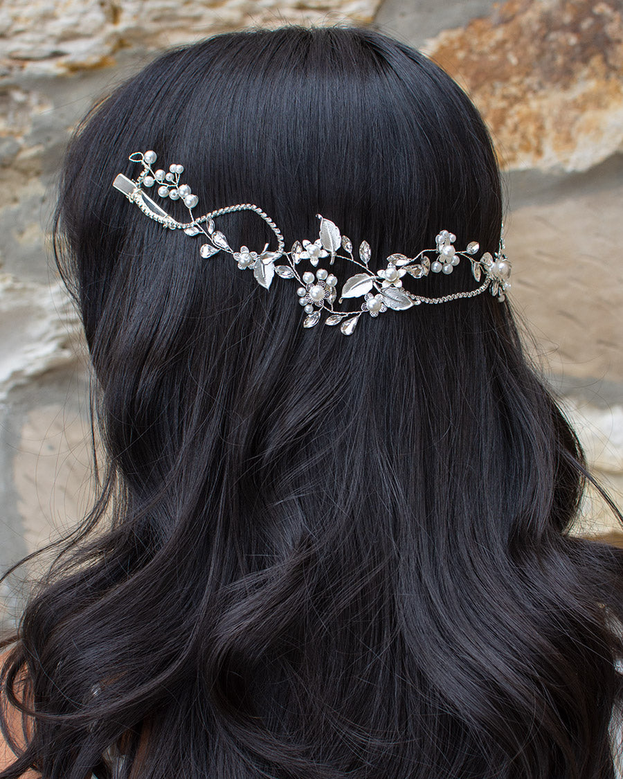 Elle silver and pearl hair vine — alternate view 3
