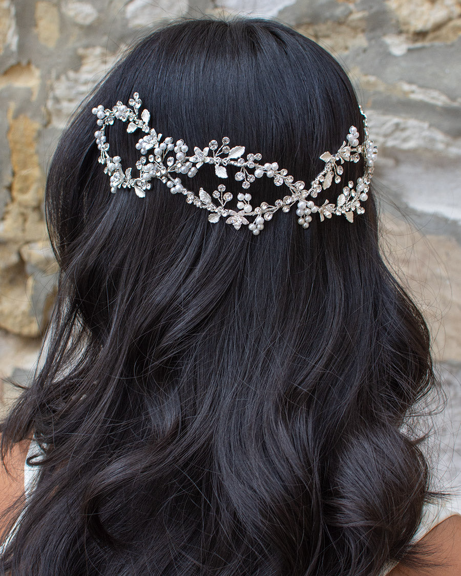 Carmella Twin row Silver Bridal Hair Vine by Windsor Bridal Jewellery