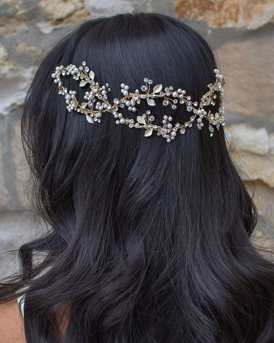 Carmella Twin row Gold Bridal Hair Vine by Windsor Bridal Jewellery