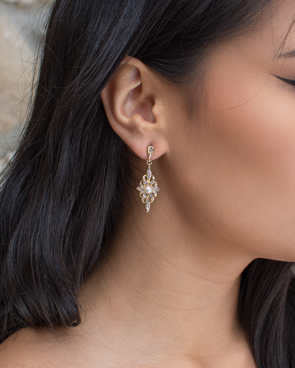 Antoinette Gold bridal earrings — alternate view 2