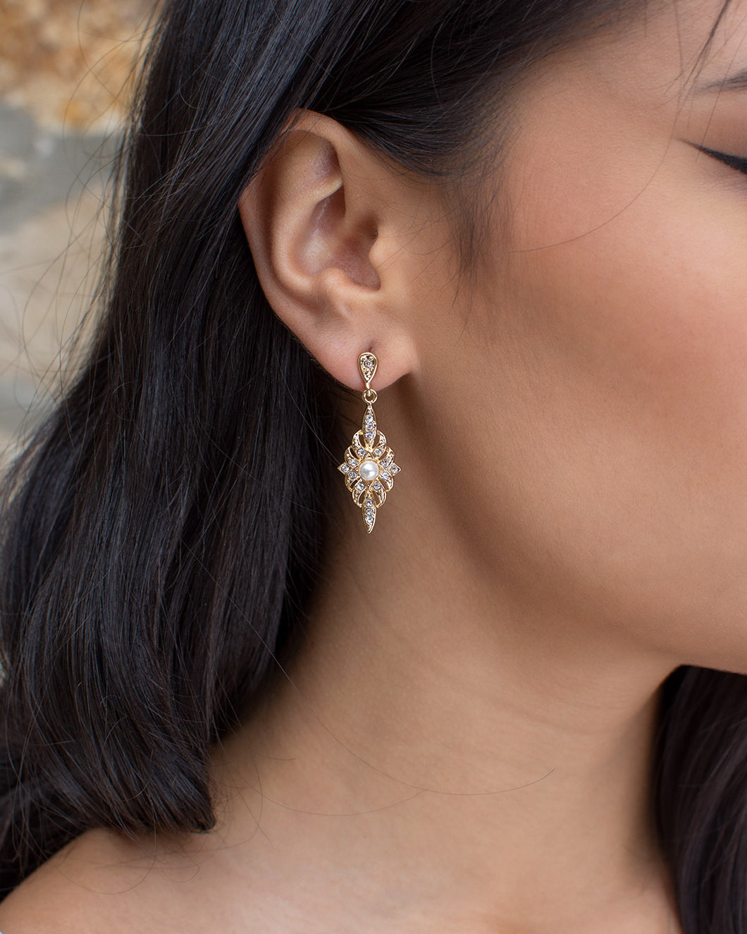 Antoinette Gold earrings by Windsor Bridal Jewellery