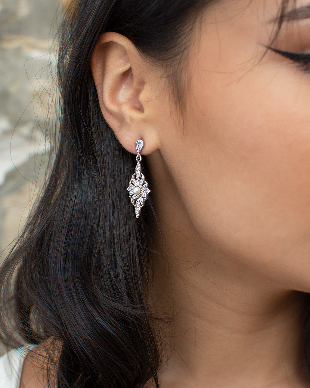Antoinette Silver bridal earrings — alternate view 2