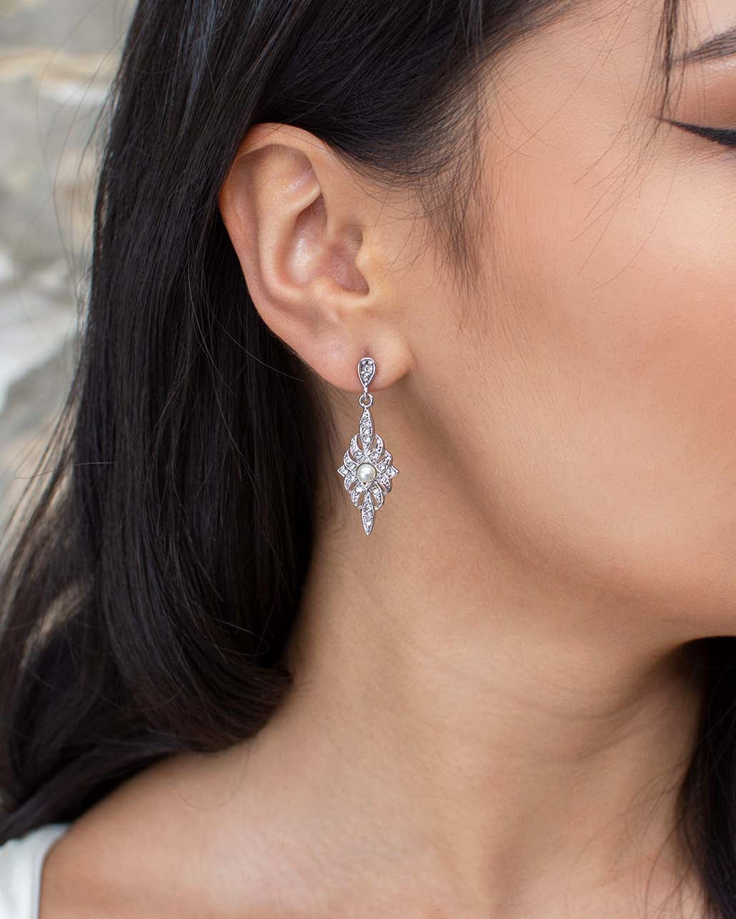Antoinette Silver earrings by Windsor Bridal Jewellery