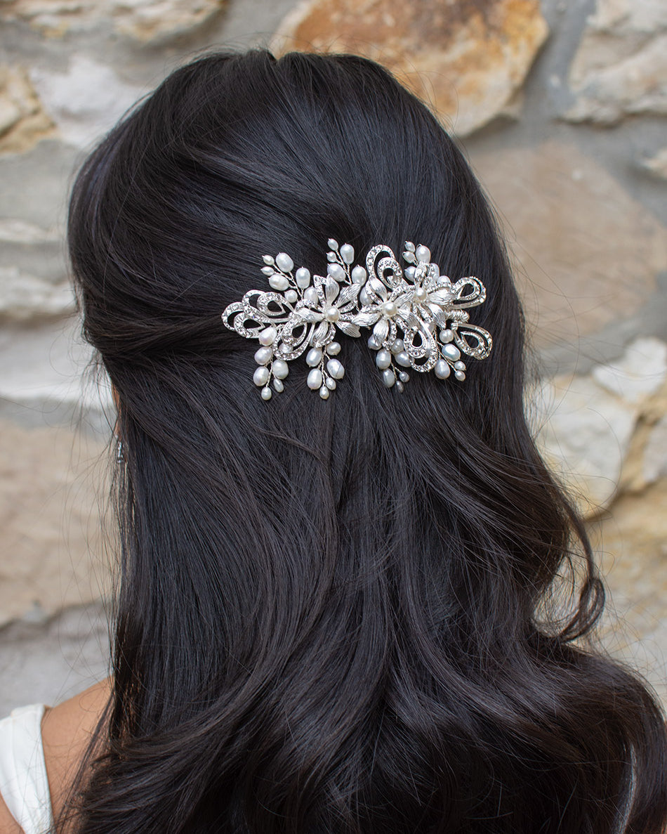Jasmine Sidepiece silver bridal comb — alternate view 3