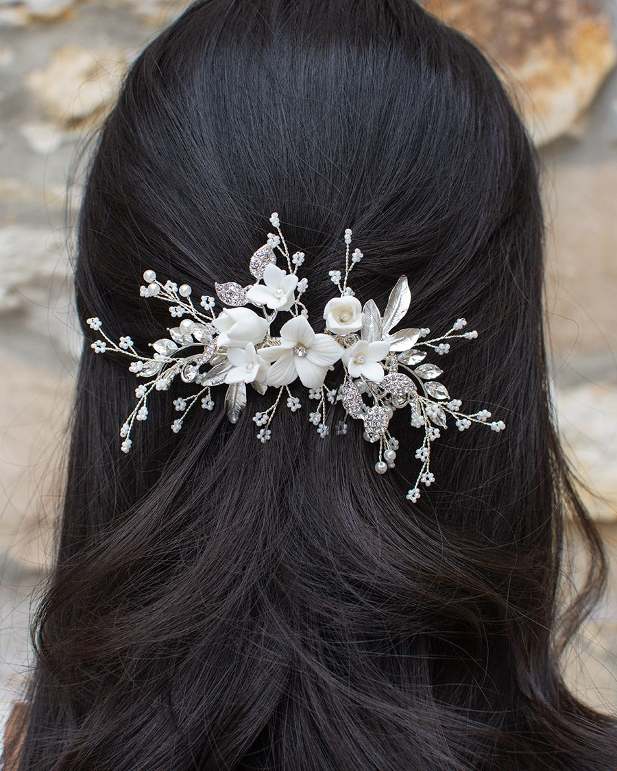 Vivian silver bridal comb — alternate view 2