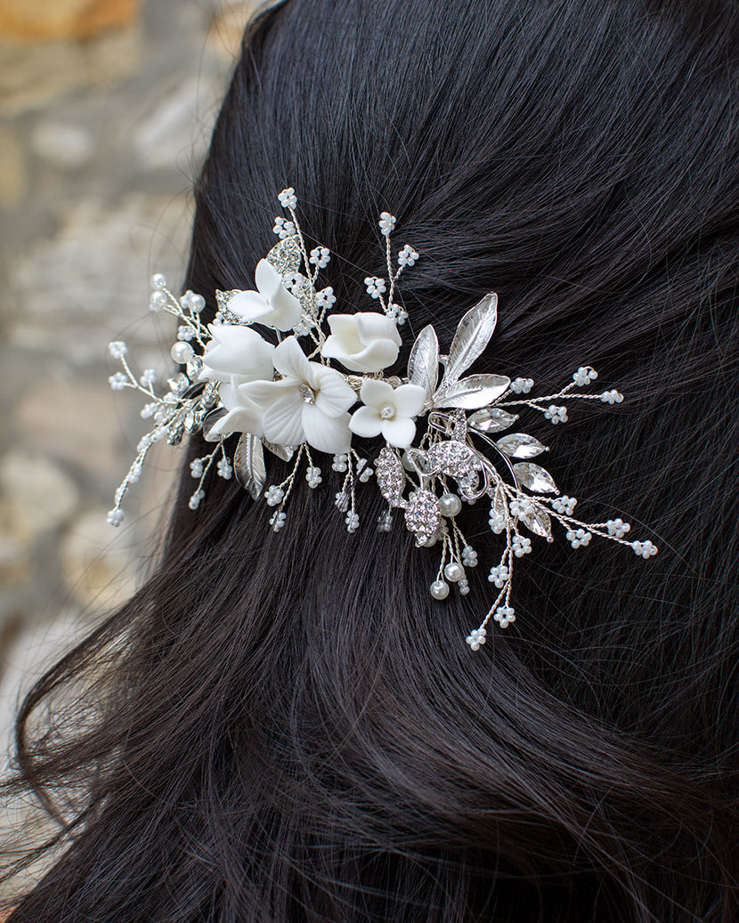 Vivian silver bridal comb — alternate view 4
