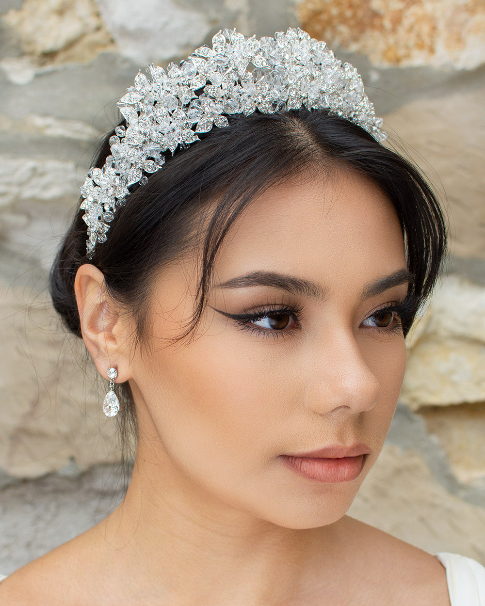 Edwina Double Silver bridal crown — alternate view 2