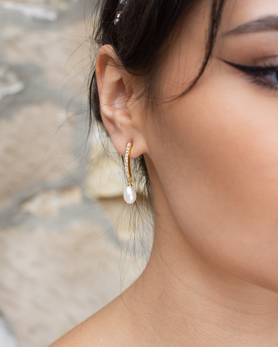 Audelia Gold bridal earrings — alternate view 3