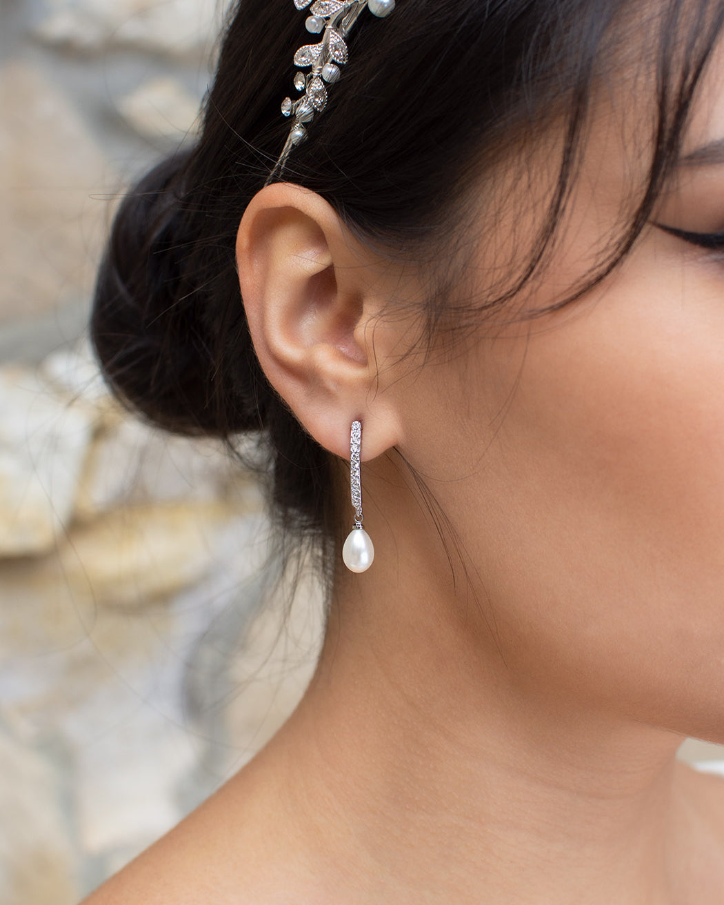 Audelia silver bridal earrings — alternate view 2
