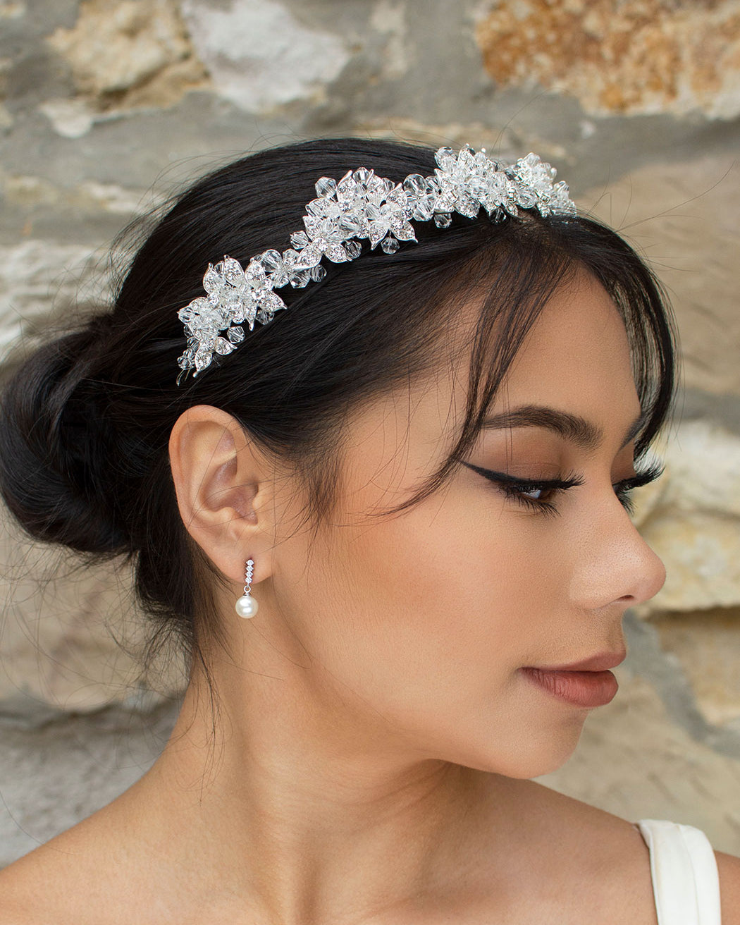 Edwina silver clear bridal headband — alternate view 4