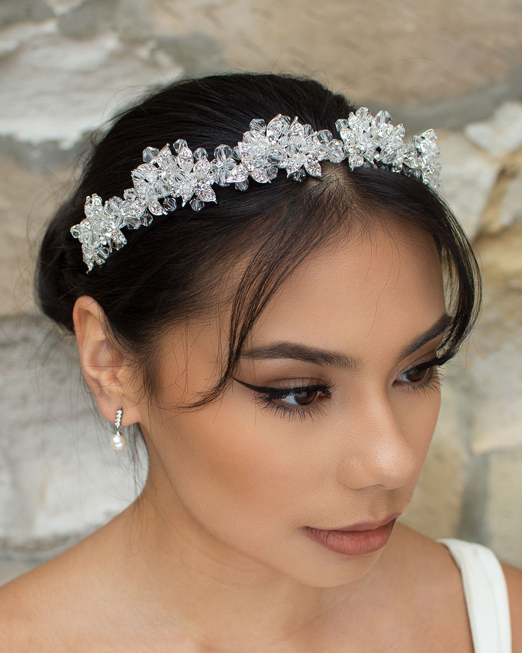 Edwina silver clear bridal headband — alternate view 2