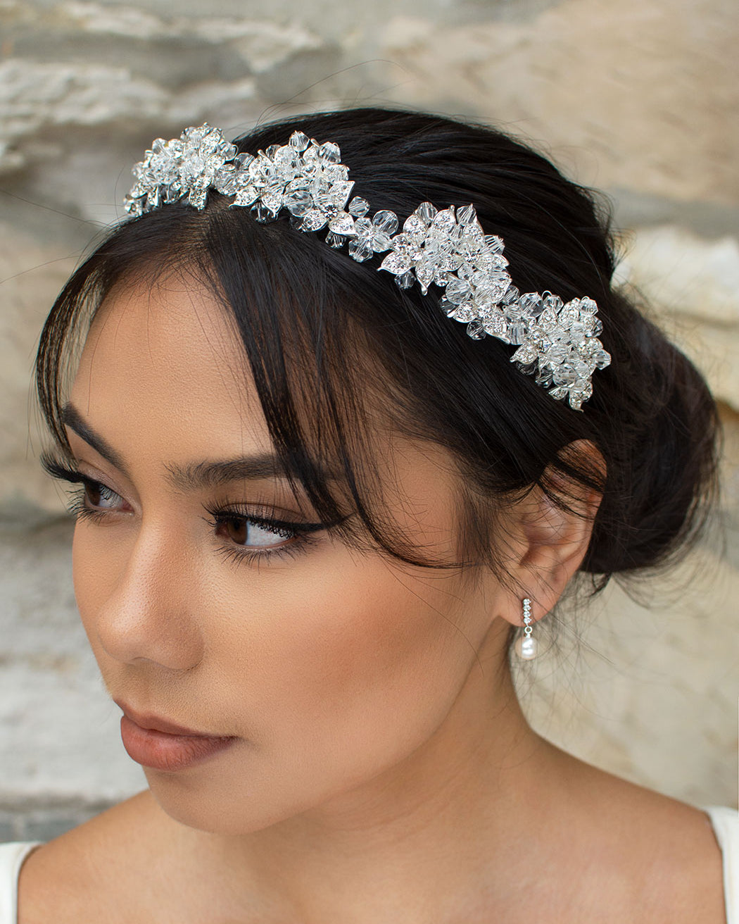 Edwina silver clear bridal headband — alternate view 5