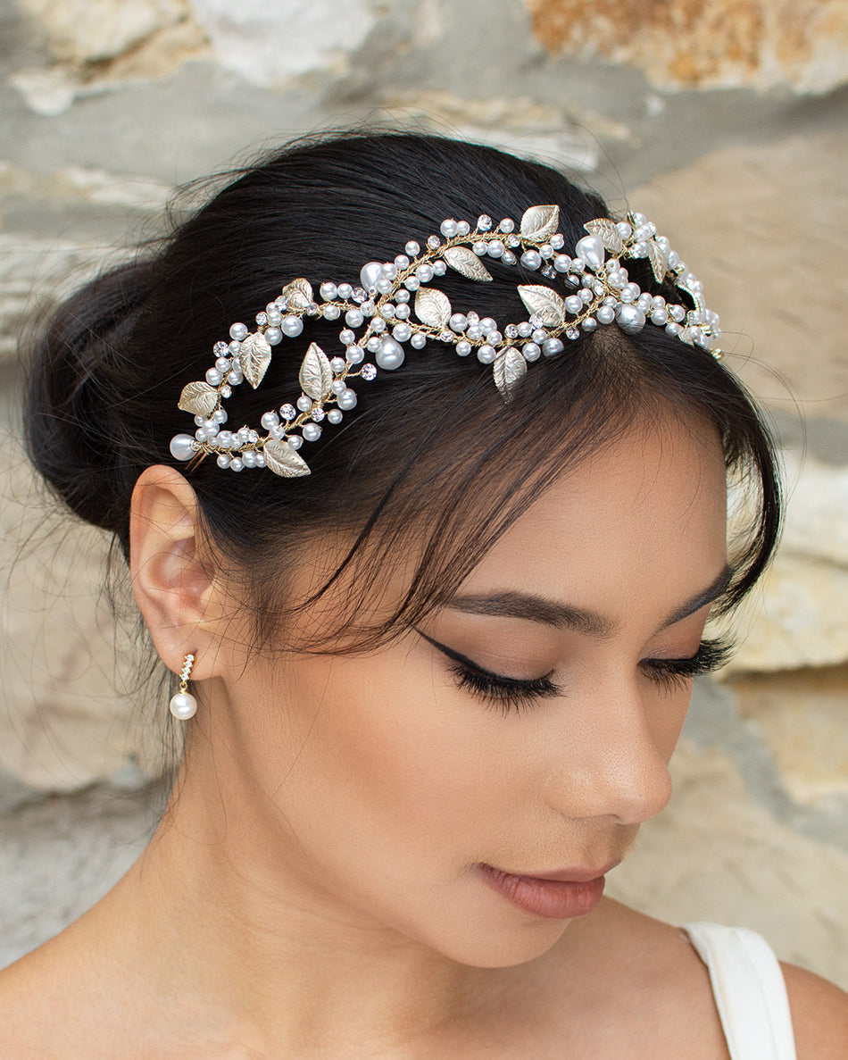 Kylie Pale Gold headband by Windsor Bridal Jewellery