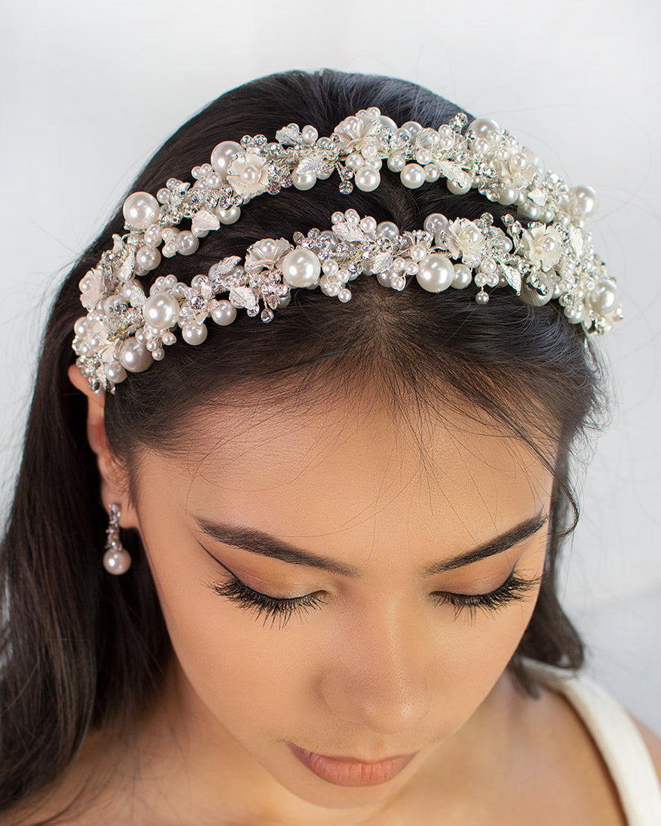Stella Double Silver bridal headband — alternate view 3