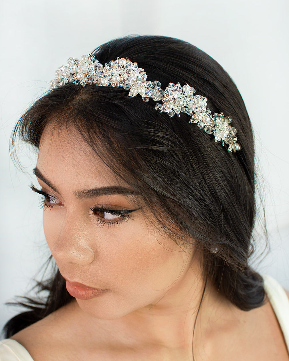 Edwina Silver Pearl crown by Windsor Bridal Jewellery