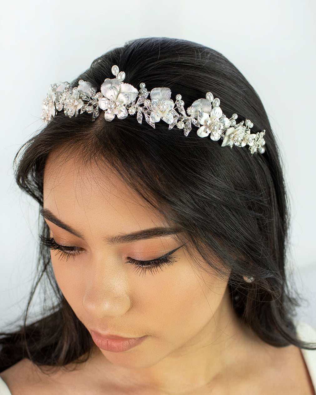 Louise Silver Pearl bridal crown — alternate view 2