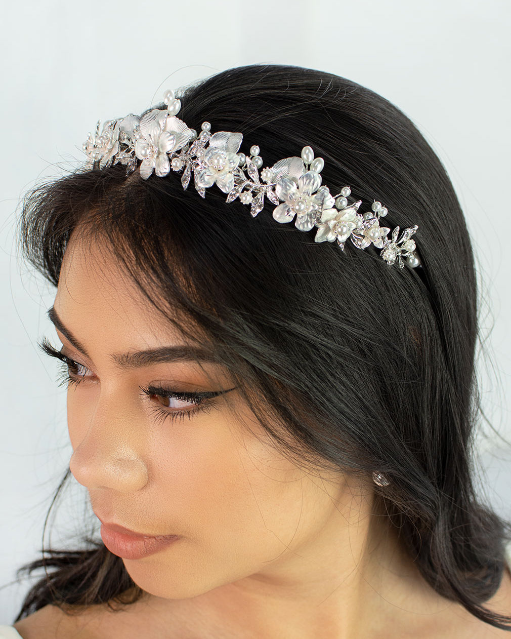 Louise Silver Pearl bridal crown — alternate view 3