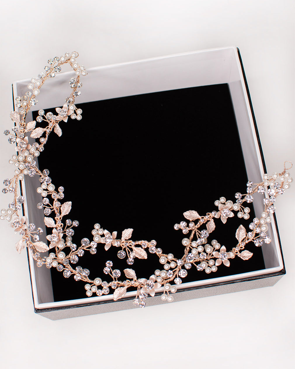 Carmella Twin row Rose Gold Bridal Hair Vine — alternate view 2