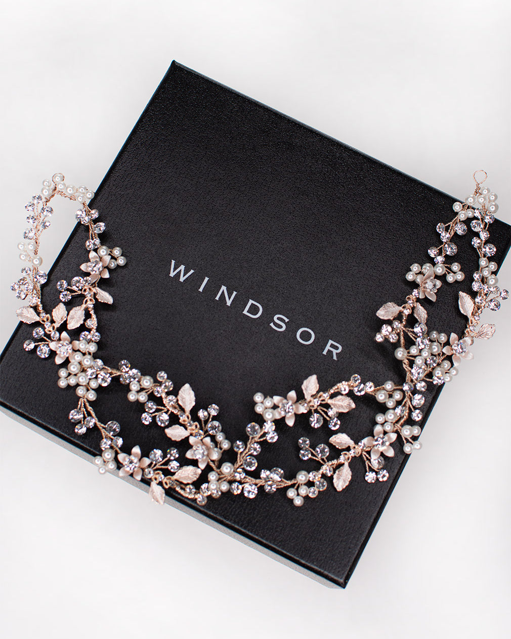 Carmella Twin row Rose Gold Bridal Hair Vine by Windsor Bridal Jewellery