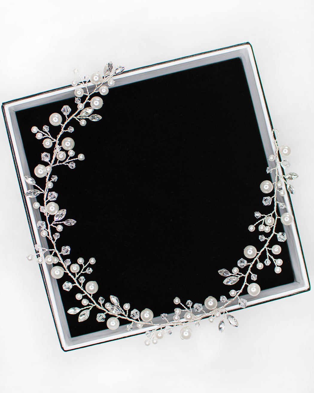 Gia Silver Crystal and Pearl Bridal Vine — alternate view 2