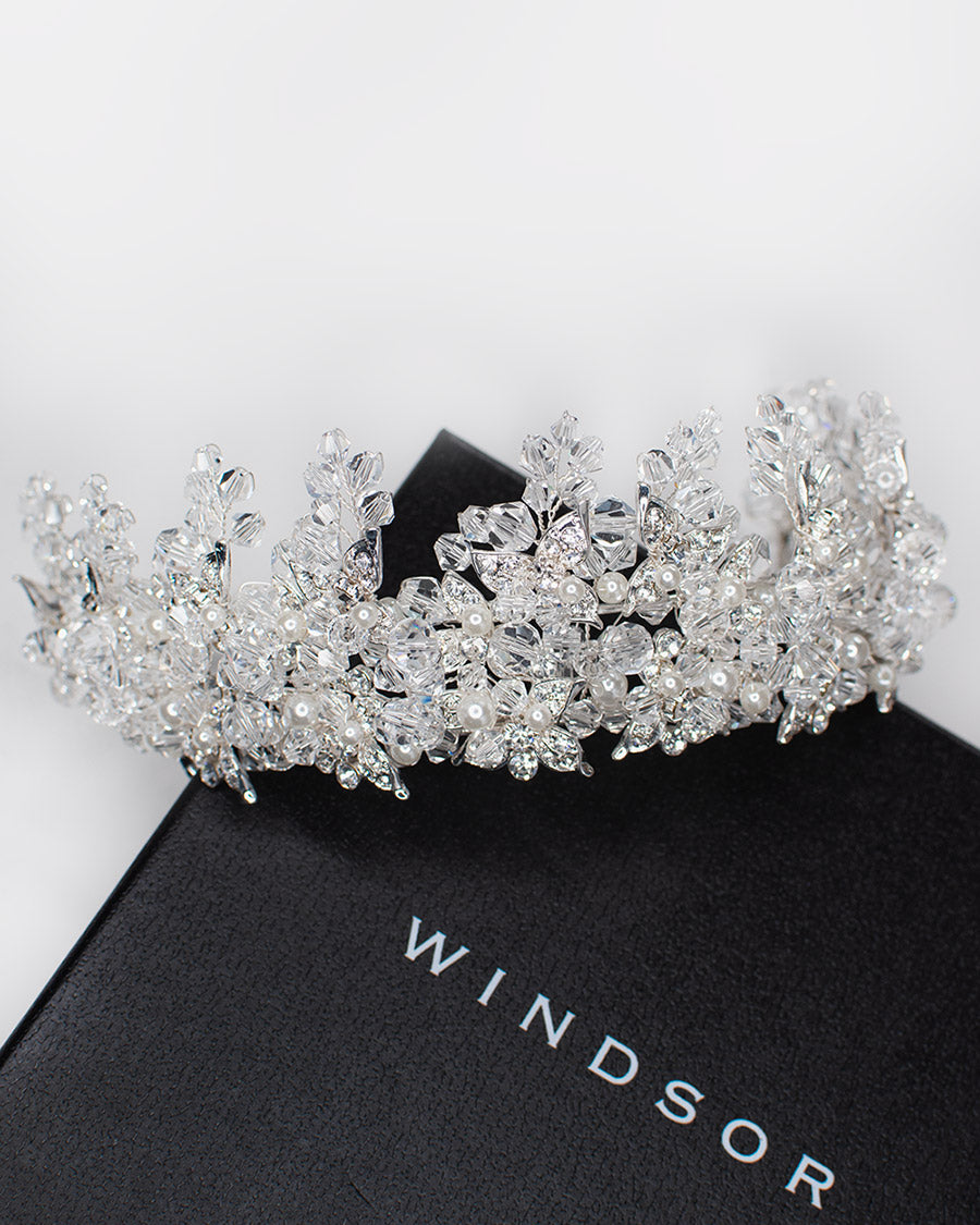 Francesca Silver with Pearl bridal crown — alternate view 3