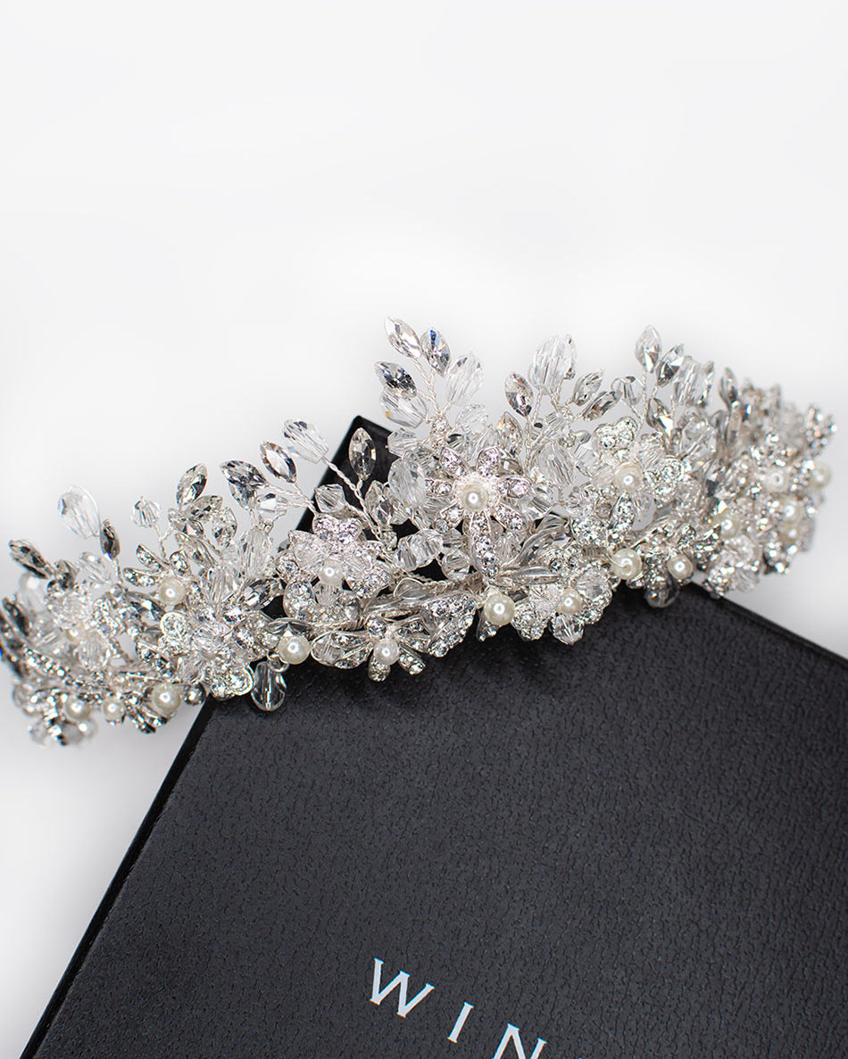 Maria Silver with Pearl bridal crown — alternate view 3