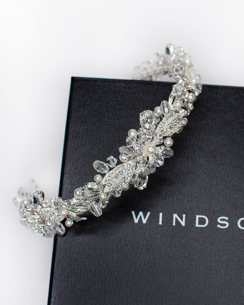 Yasmin Silver with Pearl headband by Windsor Bridal Jewellery