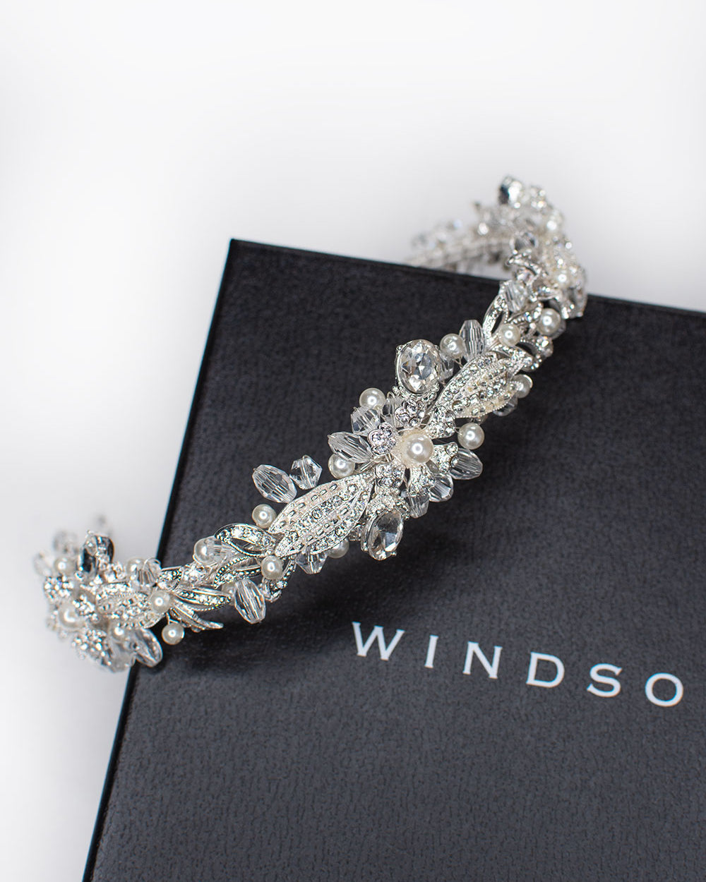 Yasmin Silver with Pearl bridal headband — alternate view 2