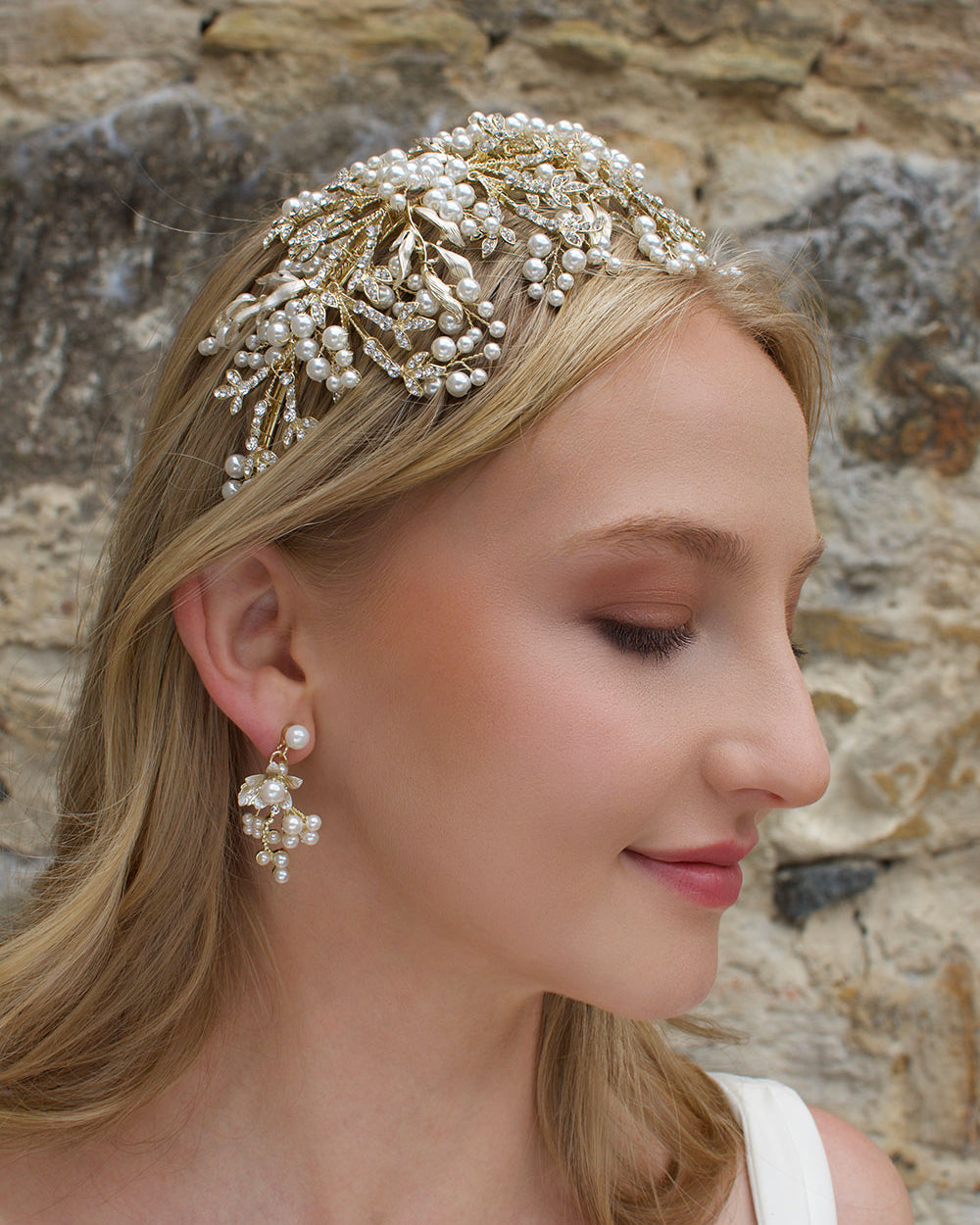 Alessandra Gold bridal headband — alternate view 3