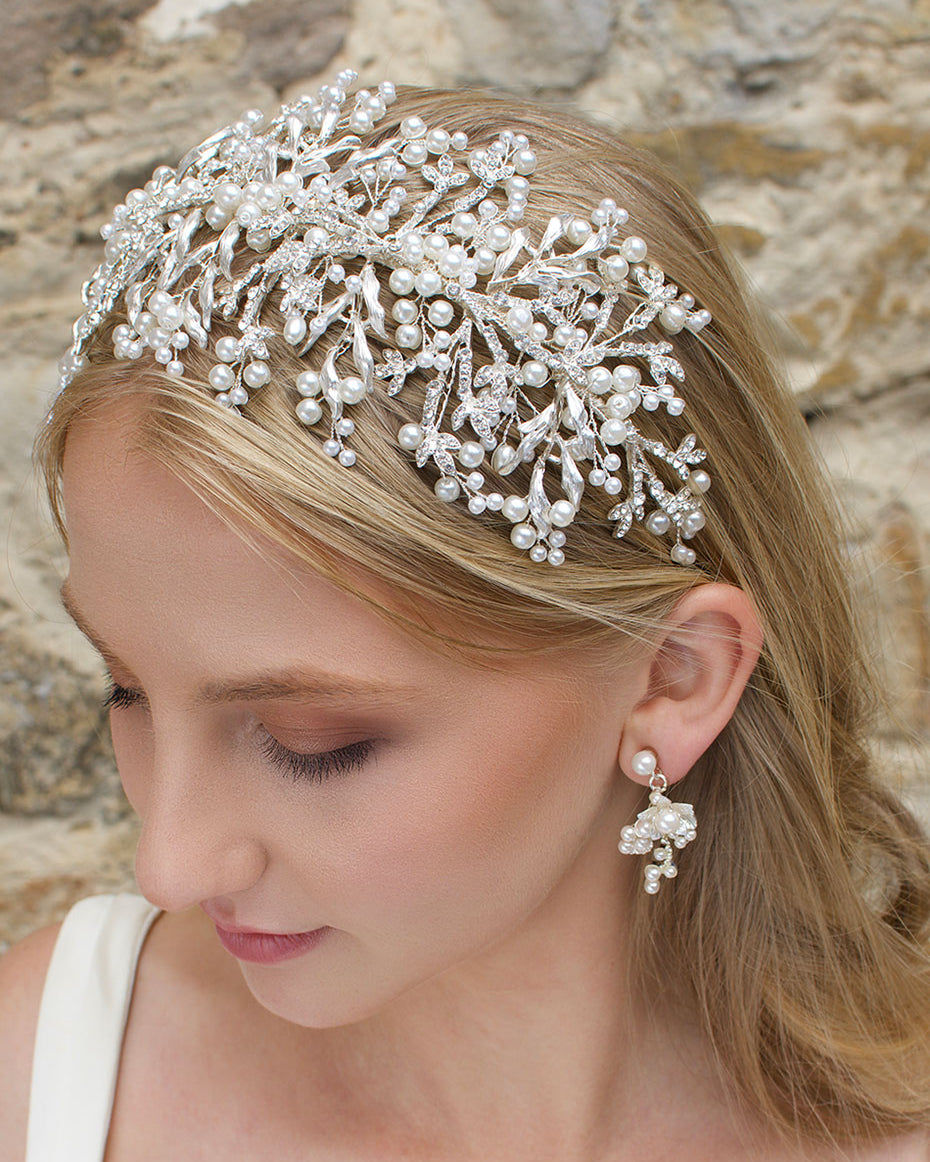 Alessandra Silver bridal headband — alternate view 5