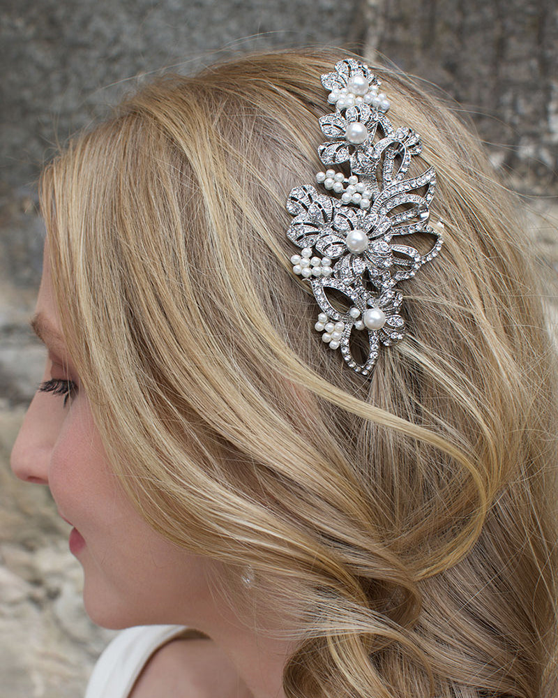 Elaine Silver bridal comb — alternate view 2
