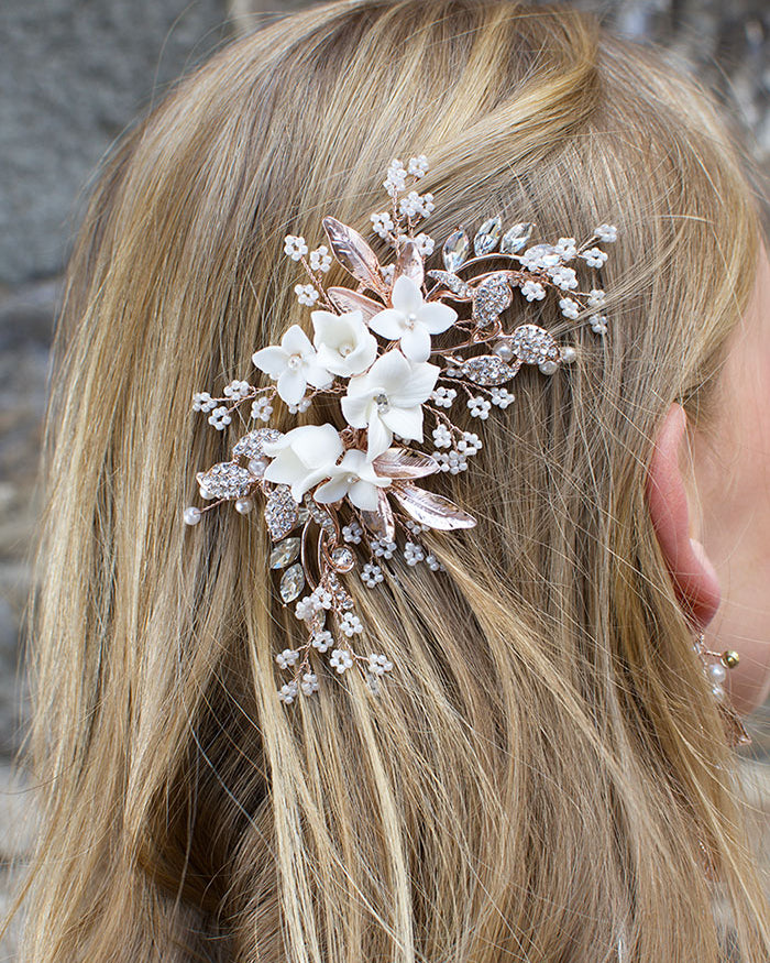 Vivian Rose Gold comb by Windsor Bridal Jewellery