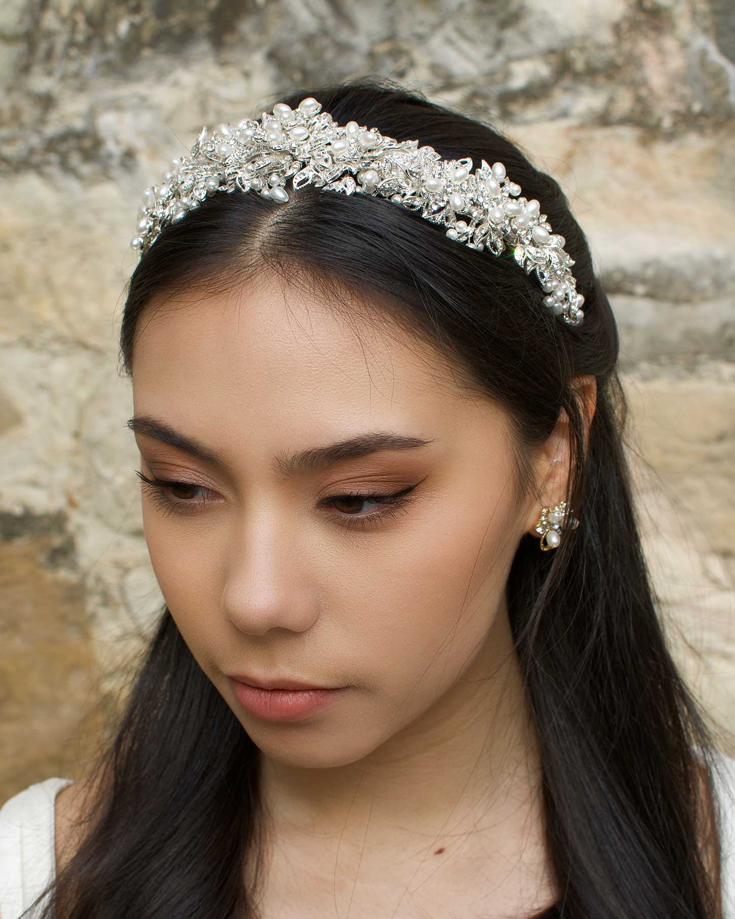 Caroline Silver bridal headband — alternate view 2