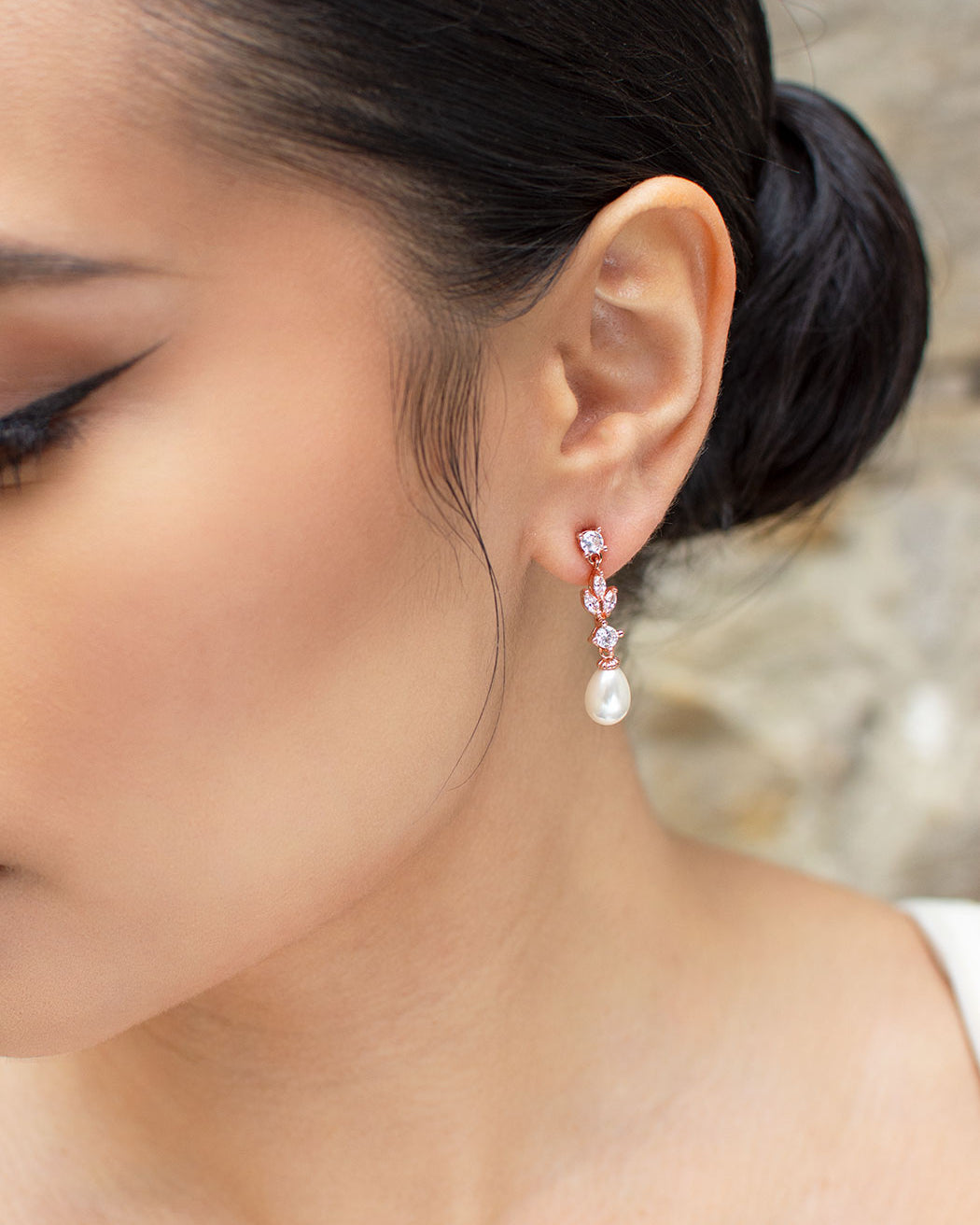 Tara Rose Gold bridal earrings — alternate view 2