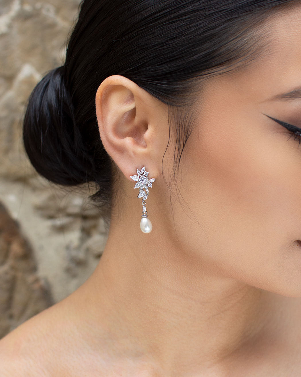 Inessa Silver bridal earrings — alternate view 4