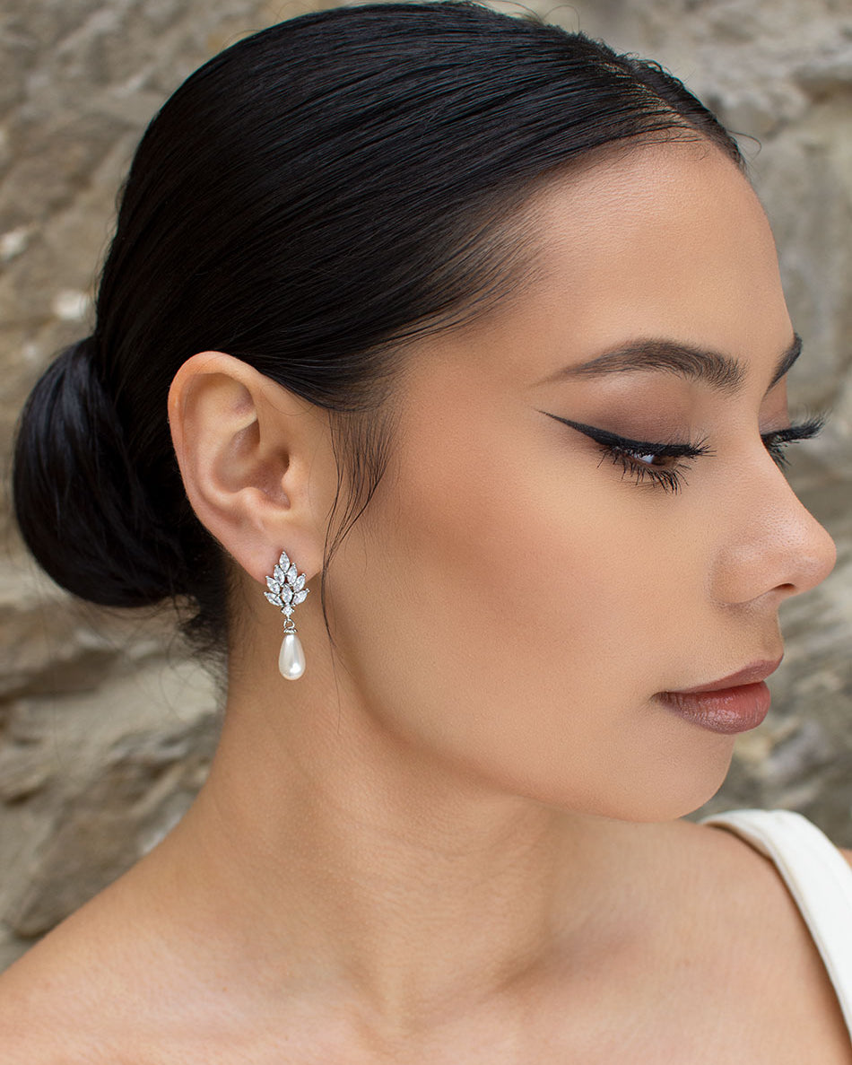 Carla Silver bridal earrings — alternate view 3