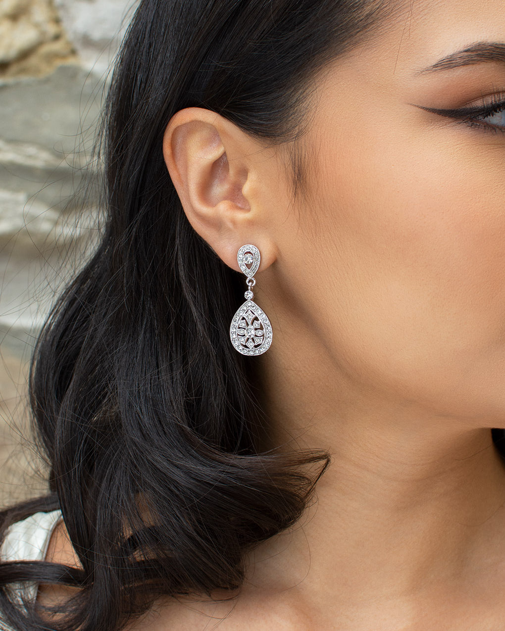 Irene Silver bridal earrings — alternate view 2